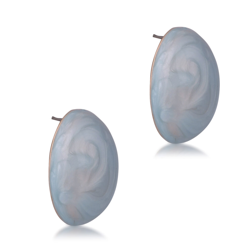 Simply Oval Blue Sterling Silver Stud Earrings