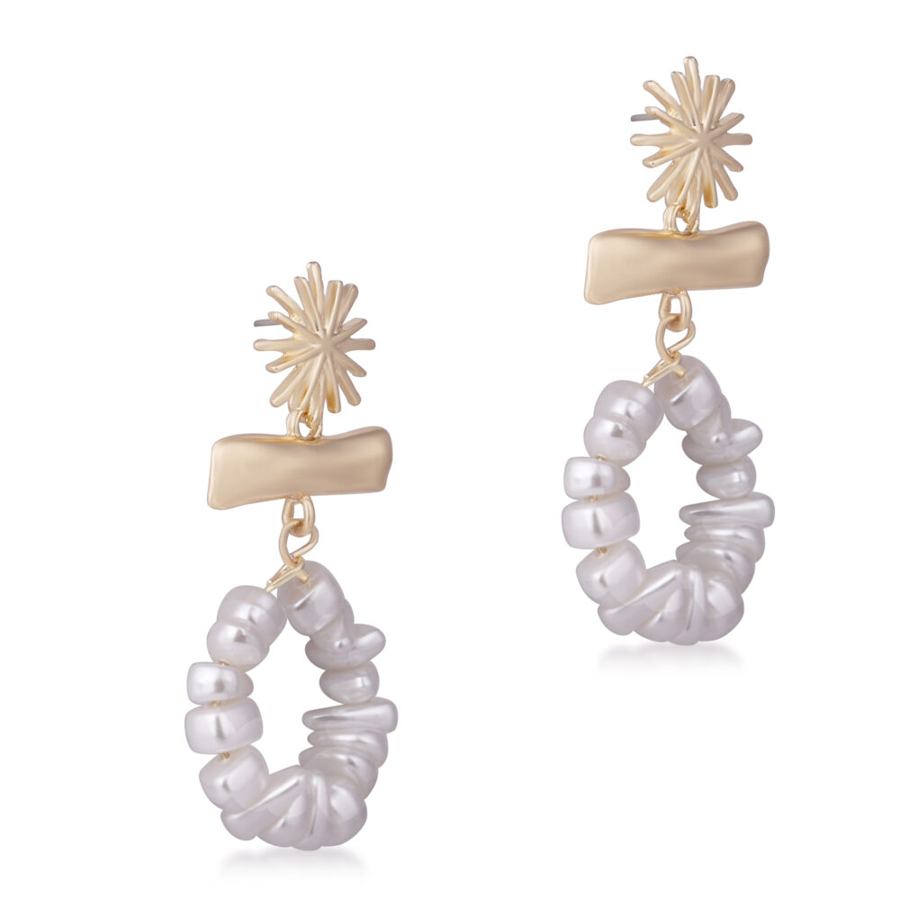 Pearl Drop Hoop Earrings