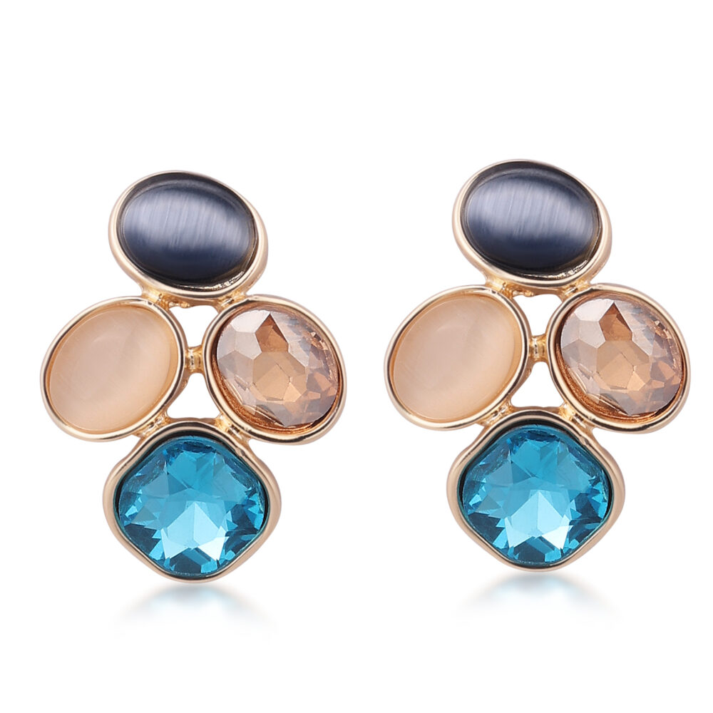 All Glitter Diamond Gold Stud Earrings