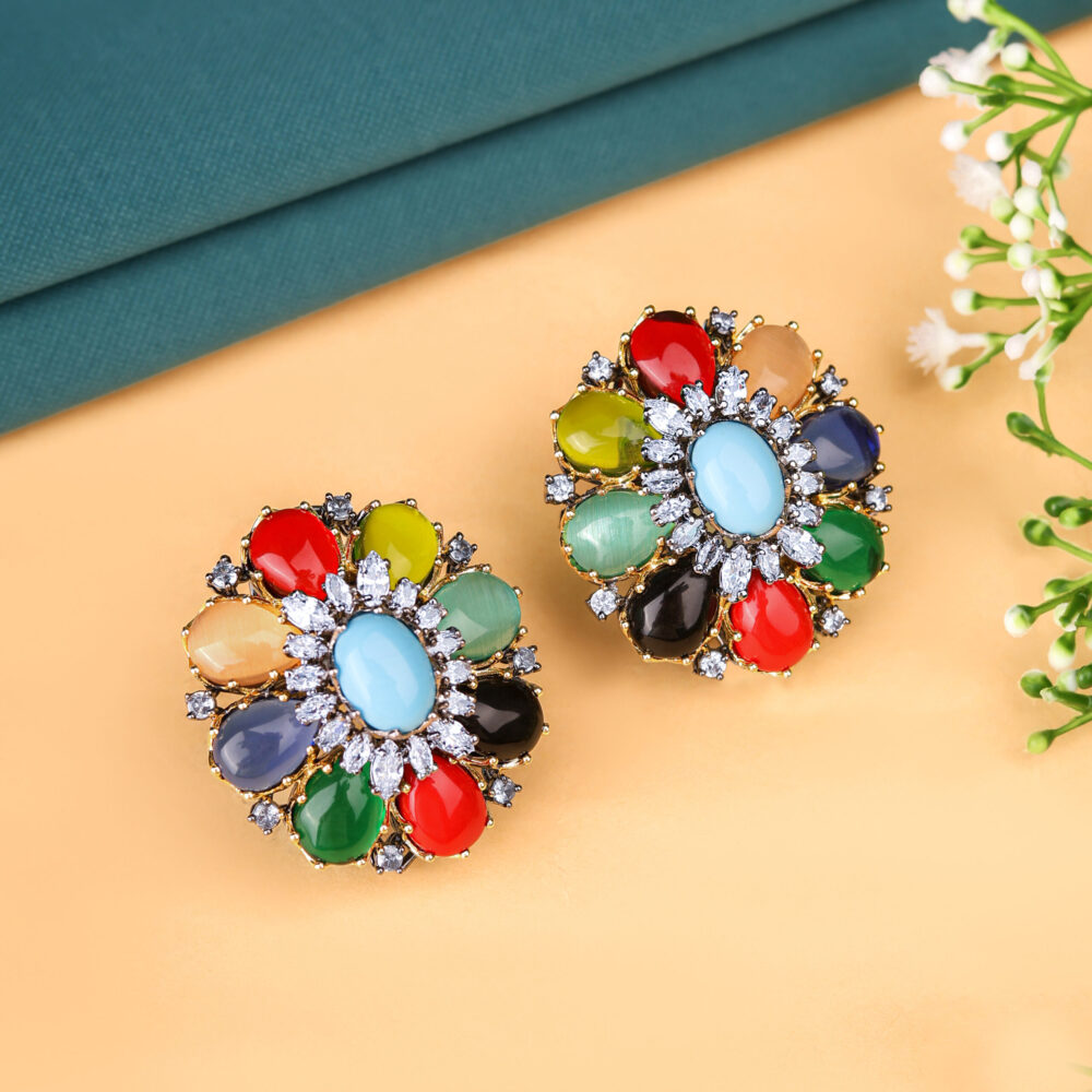 Traditional Multicolored Studs for Womens and Girls Earrings
