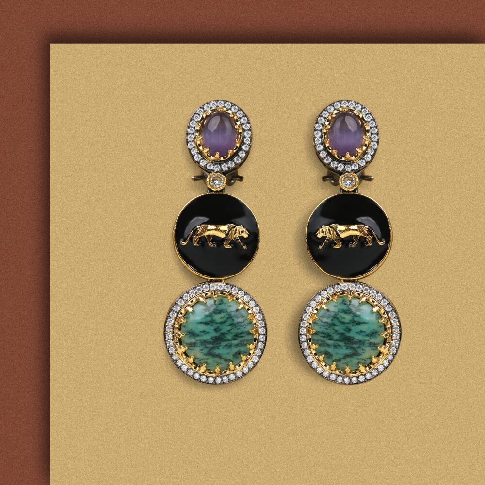 Sabyasachi Green Stone Drops and Danglers Earrings