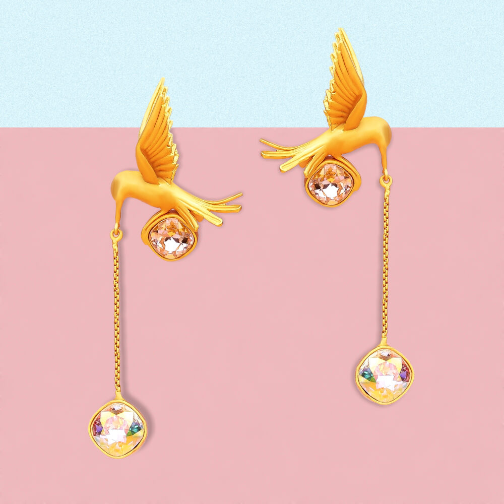 Sterling Golden Stone Long Earrings