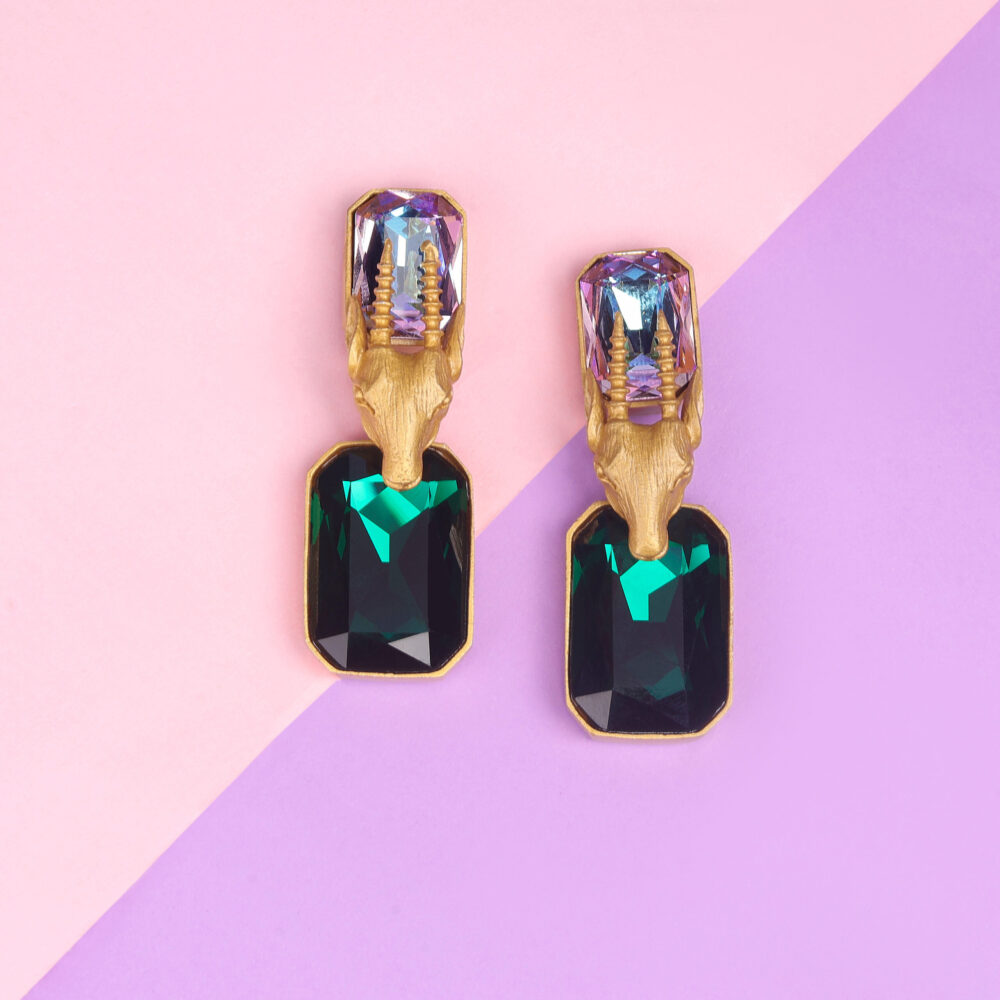 Charming Green Topaz Stud Heels Earrings